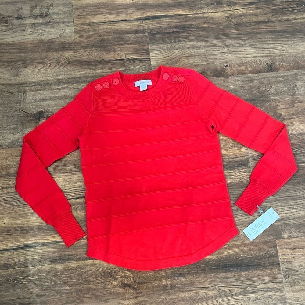 Liz Claiborne Red Striped Sweater with Buttons